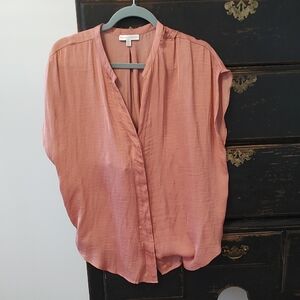 Women's Dusty Rose V-Neck Cap Sleeve Blouse